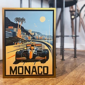 McLaren X Gulf Monaco - Lienzo premium con marco flotante de Fórmula 1 - Impresión artística - F1