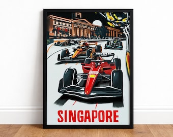 Lámina artística del Gran Premio de Singapur: Ferrari, Sainz, McLaren, Norris, F1