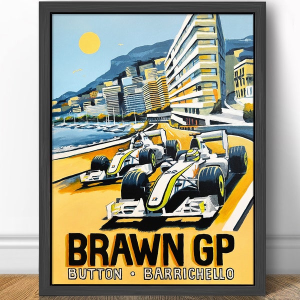 Jenson Button Brawn GP Monaco - Formula 1 Art Print - F1