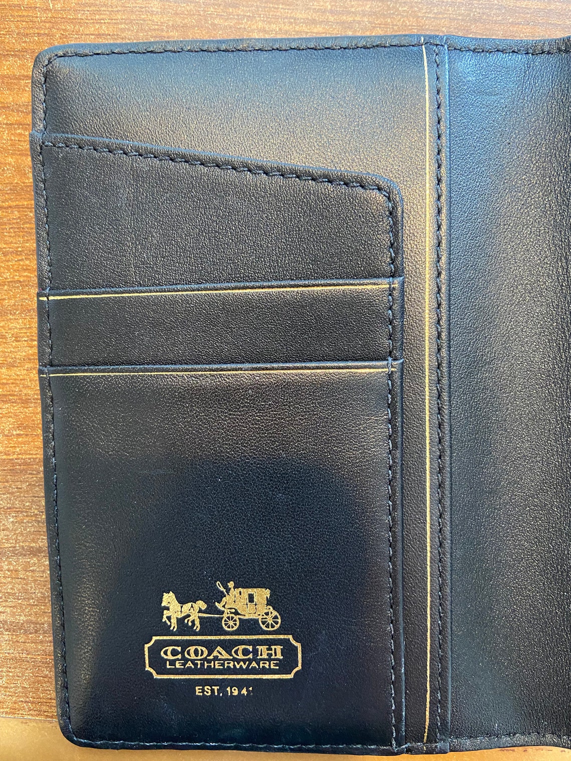 Coach Women's Black Leather Bifold Wallet Like New with Etsy