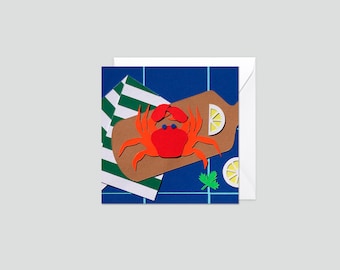 Illustrierte Postkarte, Künstlerkarte, Reproduktion einer Collage, Souvenir von Marseille, Urlaub in der Provence, ausgefallenes Briefpapier, Botschaft
