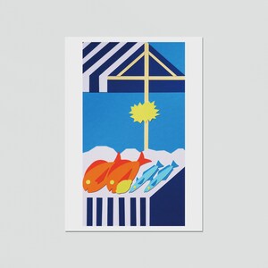 Carte postale imprimée sur papier mat A6, Marché aux poissons