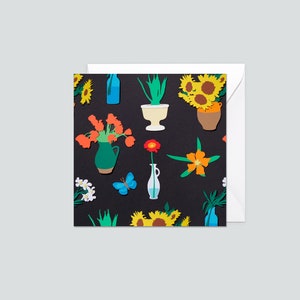 Cartão postal impresso em papel fosco A6, padrão de buquê de flores, confecção de cartões, cartão de flores, papelaria bonito, cartão de Dia das Mães