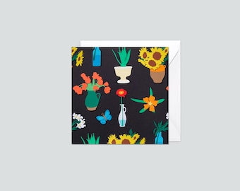 Carte postale imprimée sur papier mat A6, motif bouquets de fleurs, carterie, carte fleurs, jolie papeterie, carte fête des mères
