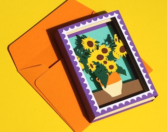 Carte pop up Tournesols, carte en volume, idéal pour offrir, carte de voeux, carte de mariage, carte de fêtes, pour toutes les occasions