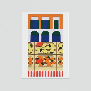 Carte postale imprimée sur papier mat A6, Le long des étals