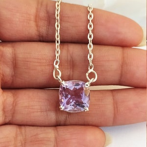 925 Sterling Silber Anhänger-Natürliche Amethyst Anhänger-Oval Amethyst Anhänger-Februar Geburtsstein Amethyst Anhänger-Amethyst Solitär Anhänger