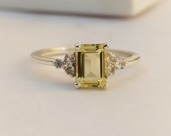 American Seller AR1978 Free Shipping Lemon Quartz Ring Quartz Gemstone 925 Sterling Silver Ring