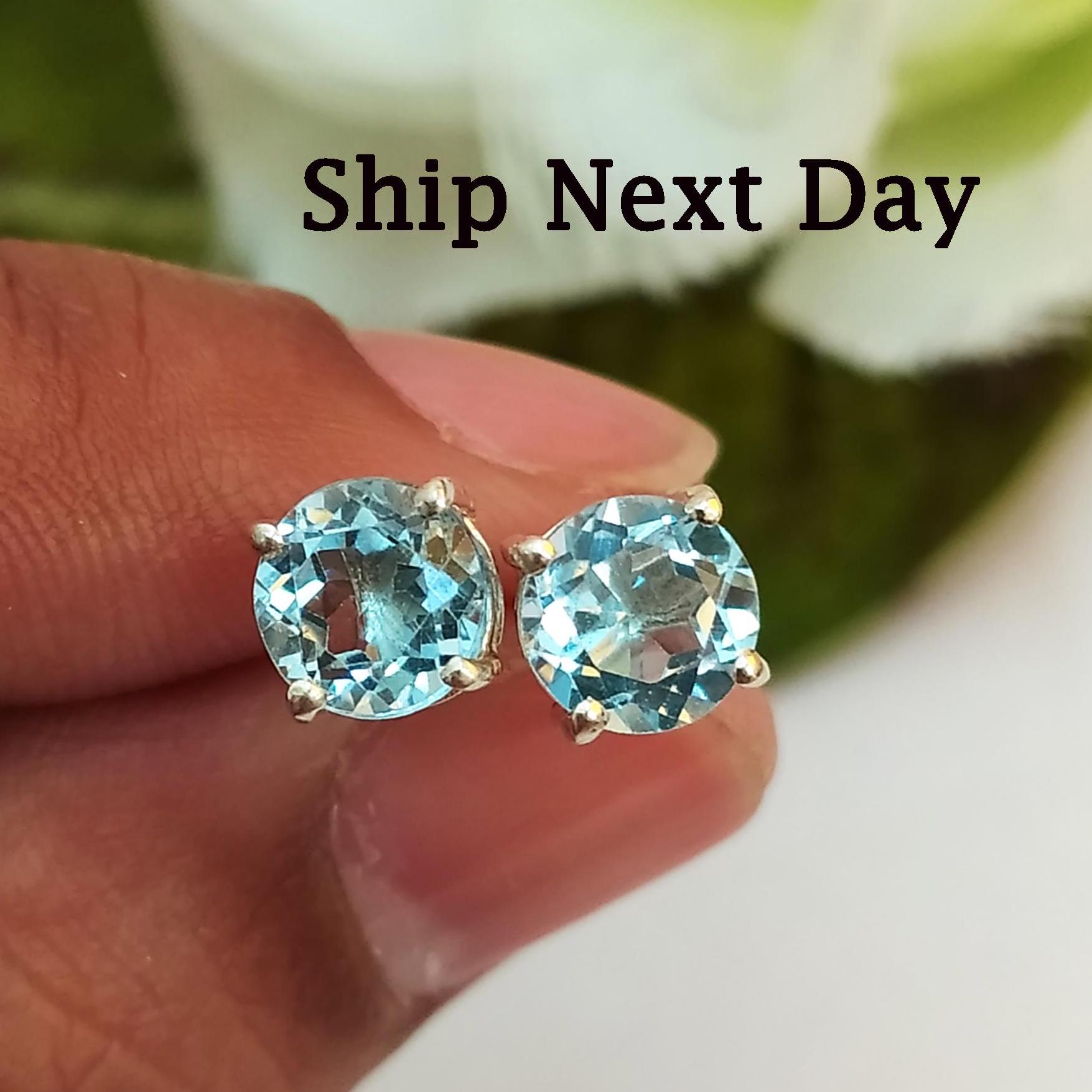 Silver and Blue Topaz Earrings - From Rajasthan Silver and Blue Topaz Earrings - From Rajasthan