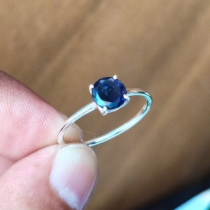 Iolite Stacking Ring: Sterling Silver Blue Gemstone Solitaire