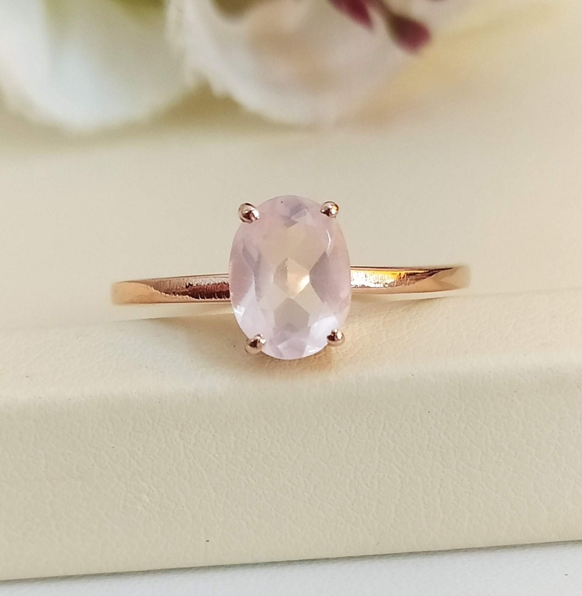 Natural Rose Quartz Ring 18K Gold Vermeil Ring, Adjustable Pink Crystal 925  Silver Ring, Olive Promise Birthstone Ring - Etsy