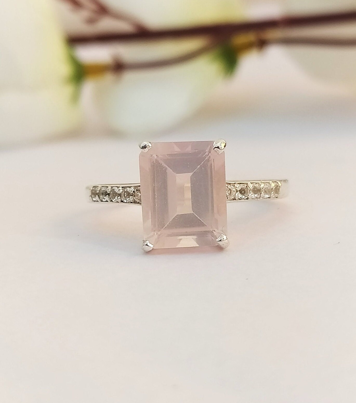 Natural Rose Quartz Octagon Ring 925 Silver Jewelry.Free Shipping.All US SIZE Natural Rose Quartz Octagon Ring 925 Silver Jewelry.Free Shipping.All US SIZE