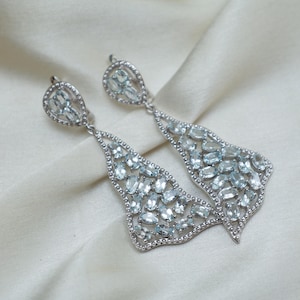 Natürliche Aquamarin Ohrringe-Silber Ohrringe-März Geburtsstein Geschenk-Beruhigende Aquamarin Ohrringe für Her-Aquamarin Brautjungfer Schmuck