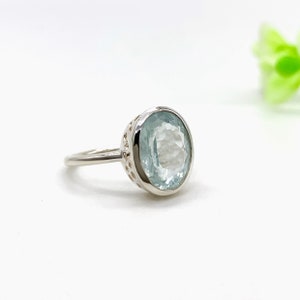 Vintage Oval Aquamarine Ring: Sterling Silver Promise Ring