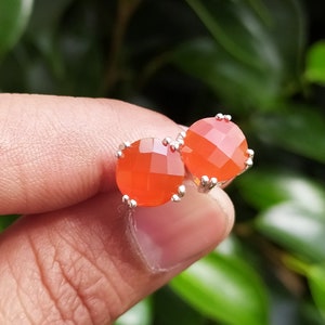 Stunning Carnelian Agate Stud Earrings-Unique Red Agate Studs For Her-Red Carnelian Vintage Earrings-Carnelian Orange Studs For Everyday-845