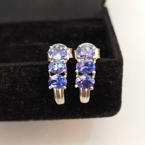 AAA Natural Tanzanite Statement Earring-Tanzanite Vintage Earrings-December Birthstone Earrings-925 Solid Sterling Silver-Handmade Jewelry