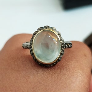 Victorian Style Aquamarine Ring-Unique Aquamarine Cocktail Ring-Aquamarine Vintage Engagement Ring-925 Sterling Silver Jewelry-Ring-539