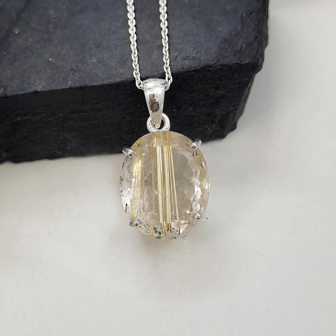 Cinnabar & Black Rutilated Quartz Pendant main image 1