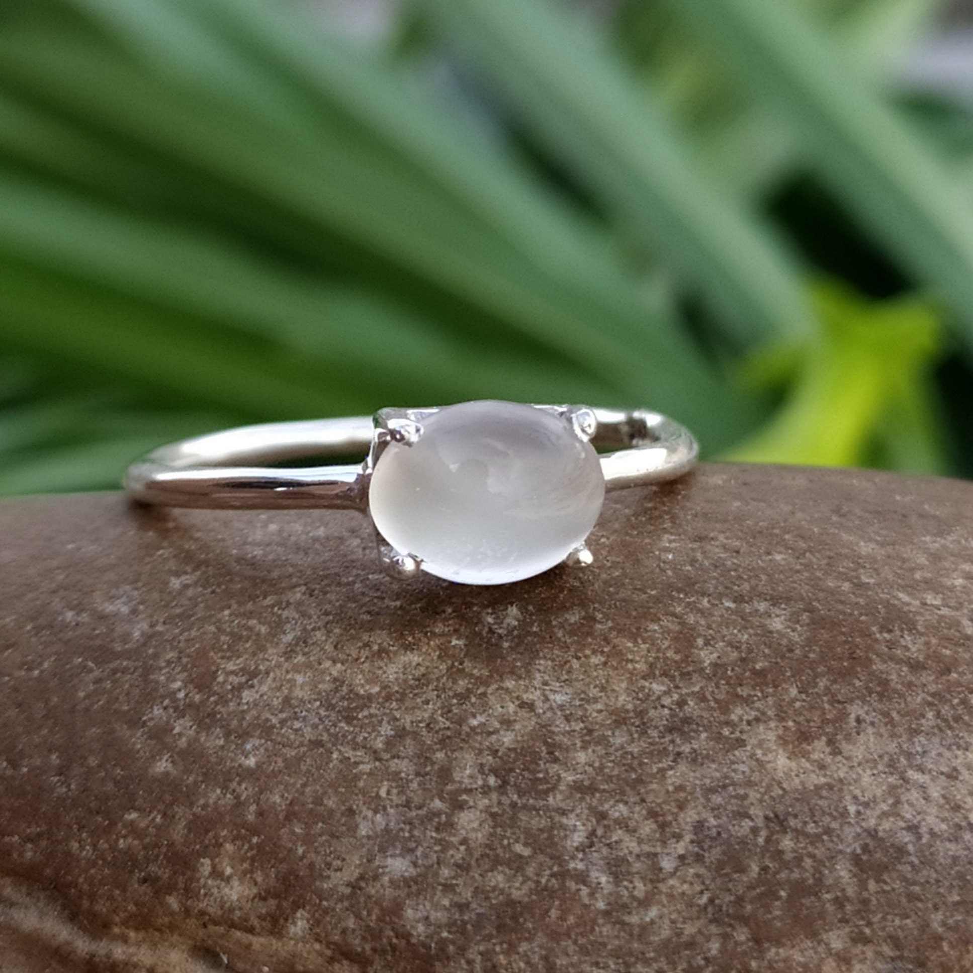 White on sale moonstone ring