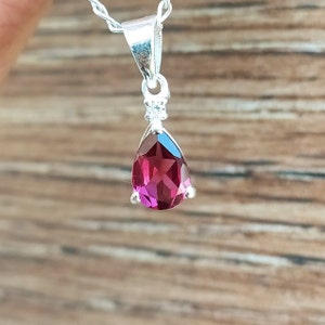Dainty Rhodolite Necklace Set-Delicate Rhodolite Minimalist Pendant-Pendant For Eternal Peace-Handmade Jewelry-925 Solid Sterling Silver