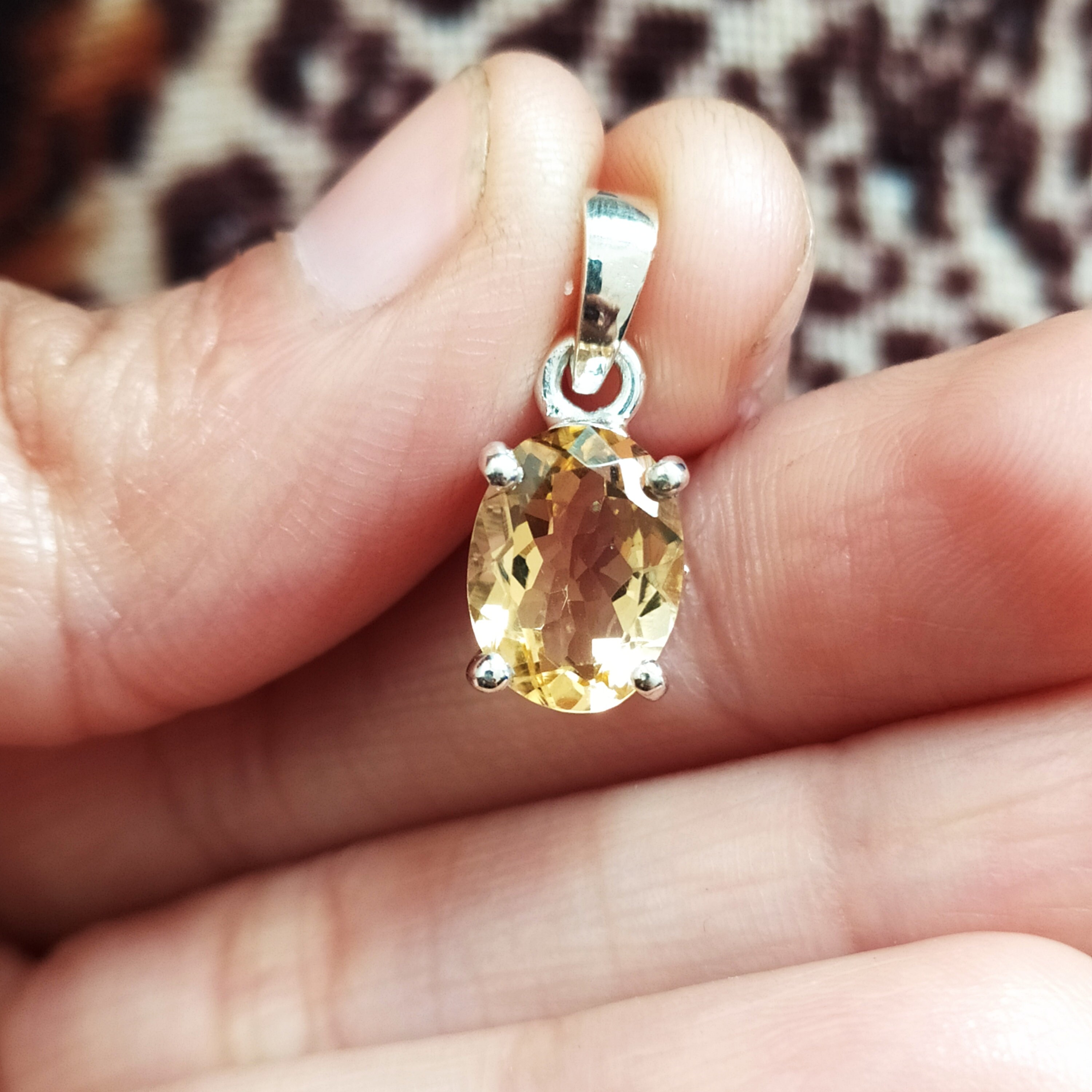 Handmade Sterling Silver Golden Citrine Pendant Necklace