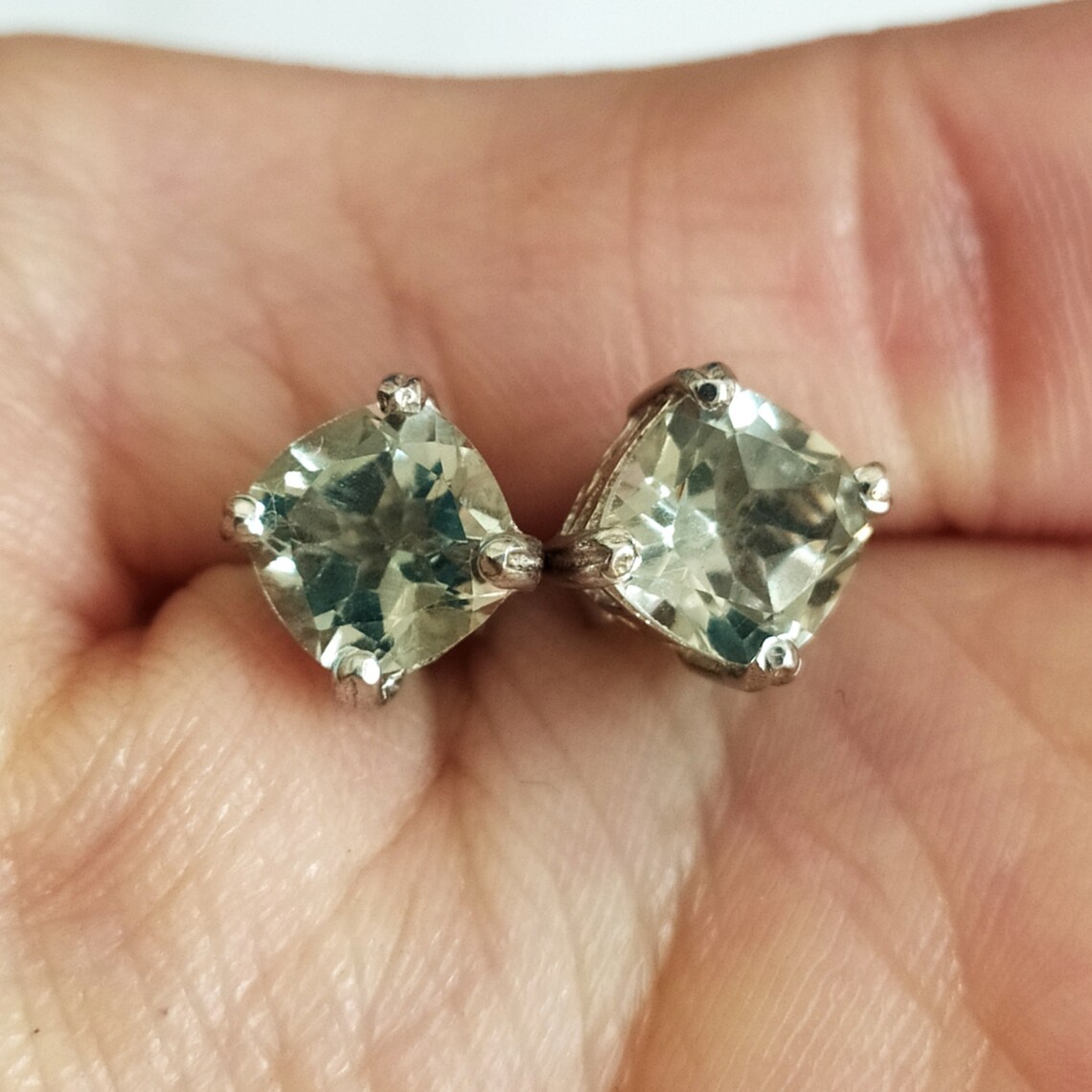 Natural Green amethyst Stud EarringPrasiolite StudsAmethyst Etsy
