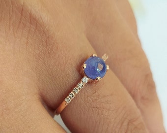 Natural Tanzanite Solitaire Ring-Tanzanite Unique Engagement Ring-Blue Tanzanite Vintage Ring For Her-Tanzanite Promise Ring Sterling Silver