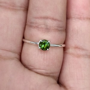 Green Tourmaline Solitaire Ring-Fine Green Tourmaline Birthstone Ring-Green Solitaire Ring-925 Sterling Silver-Jewelry Handmade Ring-67