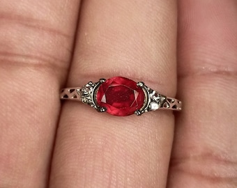 Natural Hessonite Garnet Celtic Ring: Sterling Silver Handmade Jewelry