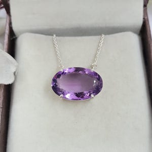 Dark Amethyst Sterling Silver Necklace: February Birthstone Pendant