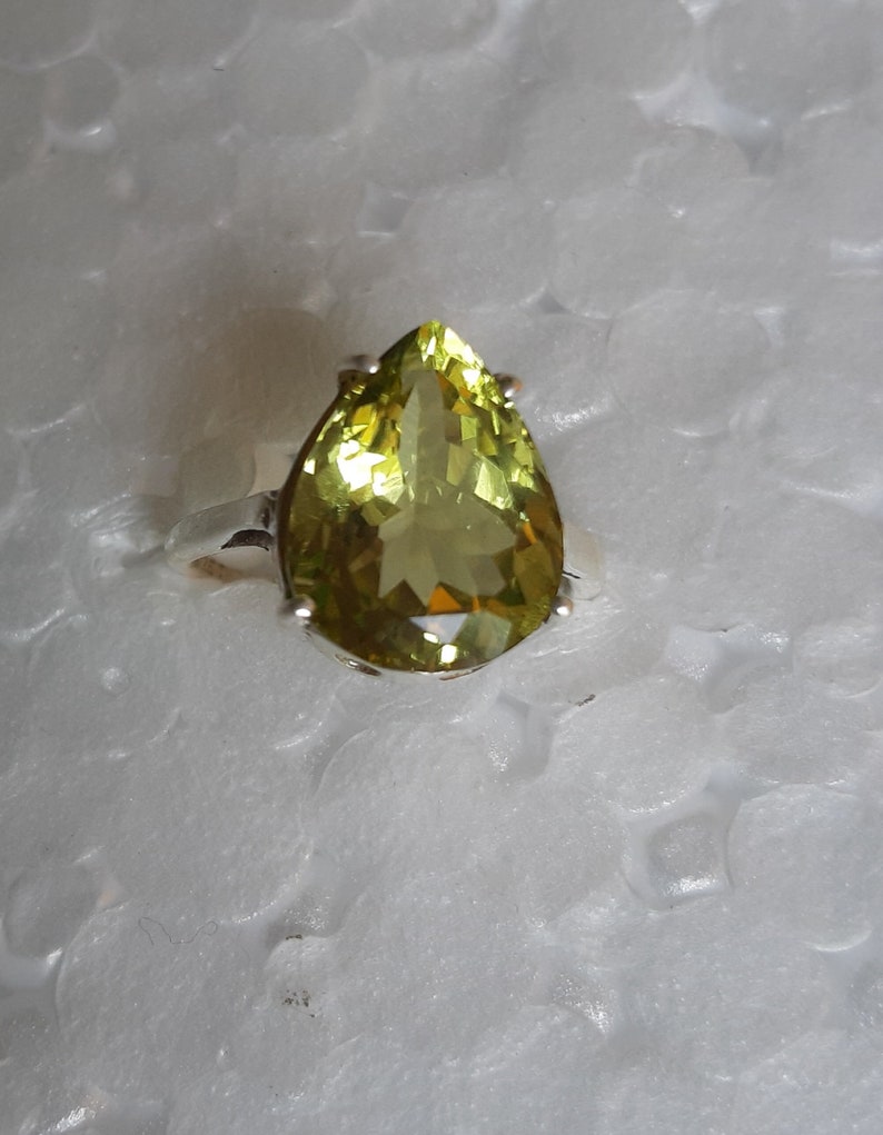 925 Sterling Solid Silver Natura Lemon Quartz GemStone Ring Gift Jewelry AllSize