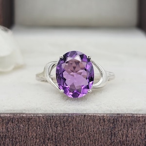 Handmade Amethyst Ring: Sterling Silver February Birthstone Jewelry
