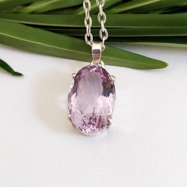 Superbe pendentif améthyste lavande en argent sterling 925-pierre de naissance février-collier améthyste violet naturel-cadeau pendentif améthyste