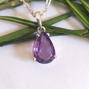 925 Sterling Silver Amethyst Pendant Necklace: February Birthstone