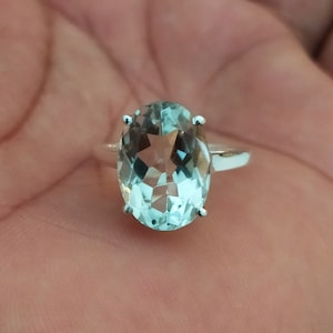 Natural Green Amethyst Cocktail Ring-Prasiolite Vintage Solitaire Ring-Green Birthstone Ring-925 Solid Sterling Silver-Jewelry Ring-US-6-11