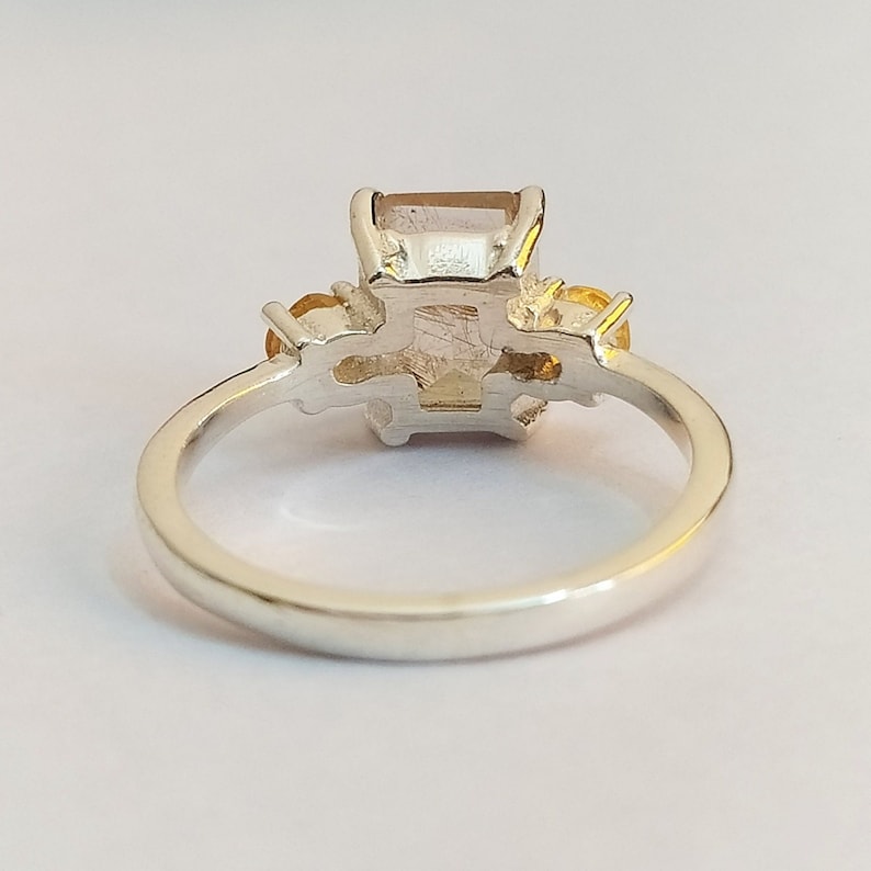 Golden Rutile Quartz Solitaire Ring, Sterling Silver Ring, Art Deco, Christmas Gift, Engagement Ring, Anniversary Gift, Women Accessories, Silver Ring, Jewelry for Women, Gift for Her, New Year Gift, Birthstone Ring, Thanksgiving Gift, Gemstone Ring