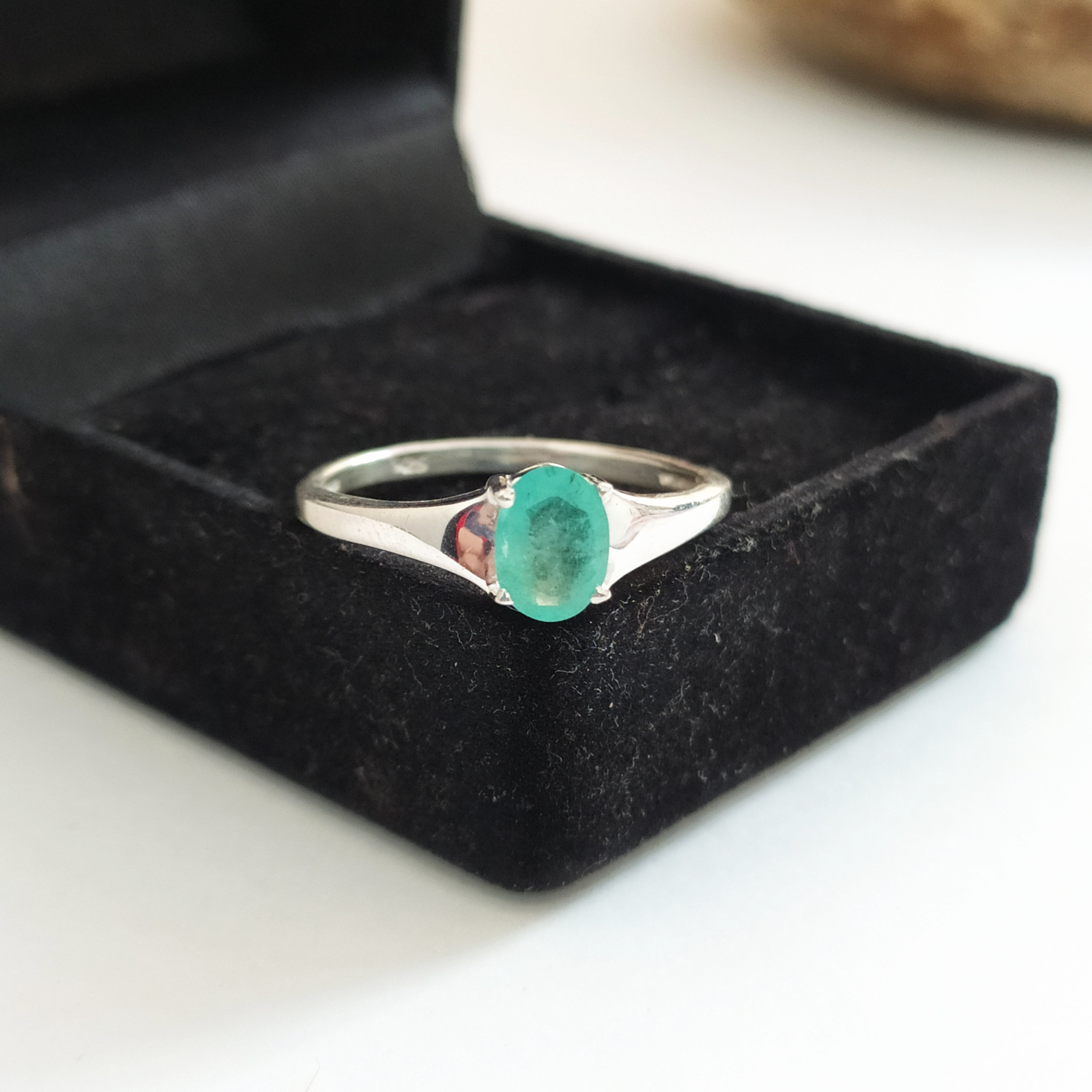 100 Natural Green Emerald Ring925 Solid Sterling Etsy