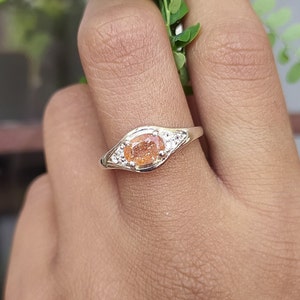 Natural Sunstone Engagement Ring-Beautiful Sunstone Evil Eye Ring-Unique Anniversary Gift For Her-Promise Ring-925 Solid Sterling Silver