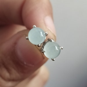 100% Natural Aquamarine Stud Earring-Aquamarine Birthstone Stud-Milky Aquamarine Earring-925 Solid Silver Stud-Vintage Stud Handmade Jewelry