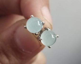 100% Natural Aquamarine Stud Earring-Aquamarine Birthstone Stud-Milky Aquamarine Earring-925 Solid Silver Stud-Vintage Stud Handmade Jewelry