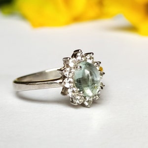 Natural Aquamarine Dainty Ring-Aquamarine Wedding Ring-Aquamarine Unique Engagement Ring-Unique Aquamarine Vintage Ring Sterling Silver-97