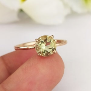Bague solitaire en améthyste verte naturelle - Bague de promesse en prasiolite naturelle pour elle - Bague en améthyste avec pierre de naissance en argent - Bague en prasiolite pour femme - 71