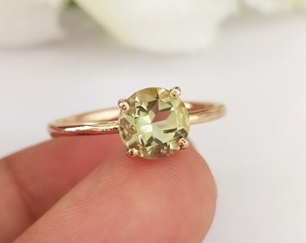 Natural Green Amethyst Solitaire Ring-Natural Prasiolite Promise Ring For Her-Amethyst Birthstone Ring Silver-Prasiolite Ring For Women-71