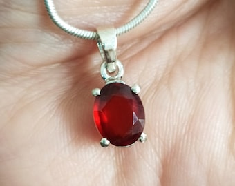Natural Hessonite Garnet Pendant-925 Sterling Silver-jewelry