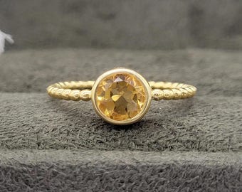 14K Gold Citrine Ring: November Birthstone Engagement Ring