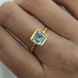 Unique Green Amethyst Solitaire Ring-Prasiolite Gold Ring-Prasiolite Vintage Ring-Minimalist Vintage Ring-Prasiolite Green Birthstone Ring-