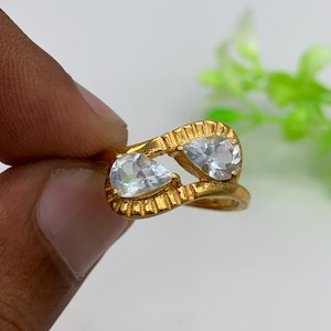 Aquamarine Bypass Ring: 925 Sterling Silver Toi et Moi Ring