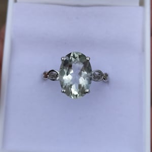 Prasiolite Statement Ring-Natural Green Amethyst Cocktail Ring-Prasiolite Vintage Solitaire Ring-Green Birthstone Ring-925 Sterling Silver