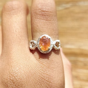 Designer Sunstone Engagement Ring-Vintage Sunstone Heart  Ring-Unique Wedding Gift For Bridal-Beautiful Ring For Love-925 Sterling Silver