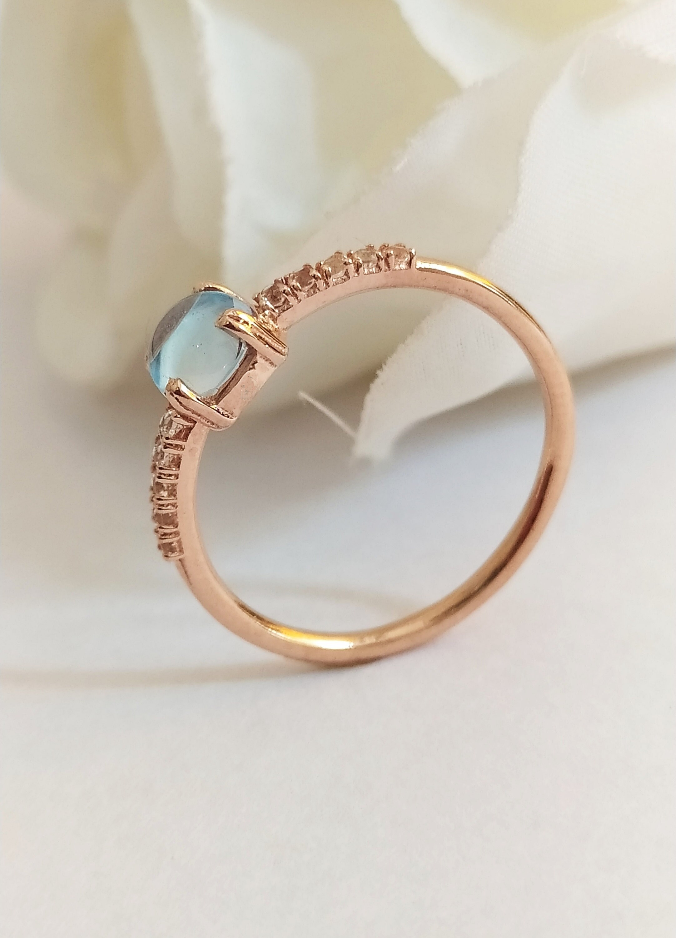 Unique Blue Topaz Promise Ringsky Blue Topaz Rose Gold Etsy